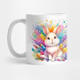 Colorful Artistic Bunny with Paint Splashes T-Shirt Mug